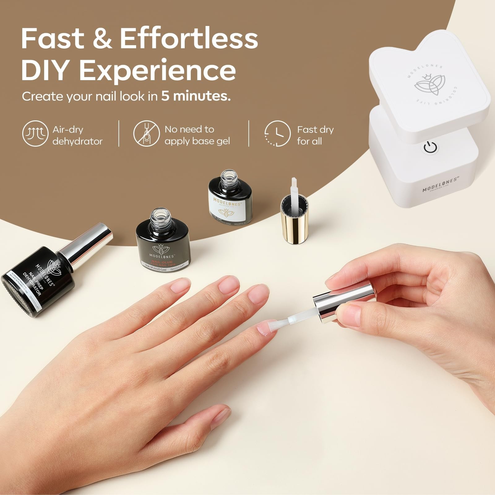 X Nail Gel Glue with Dehydrator Gel Top Coat Set 15ML 3PCS