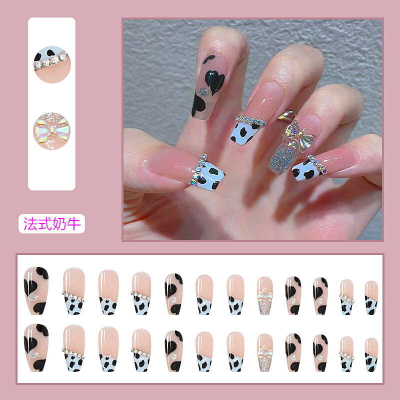 2X 24PCS Fake Nails Reusable Stick On Nails Press on Full Cover False Nail Tips