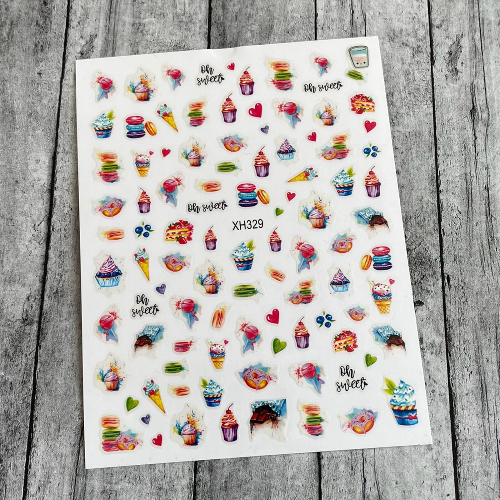 Sweet Frozen Dessert Sundae Ice Cream Fruit Shaved Ice Cool Drinks Nail Sticker