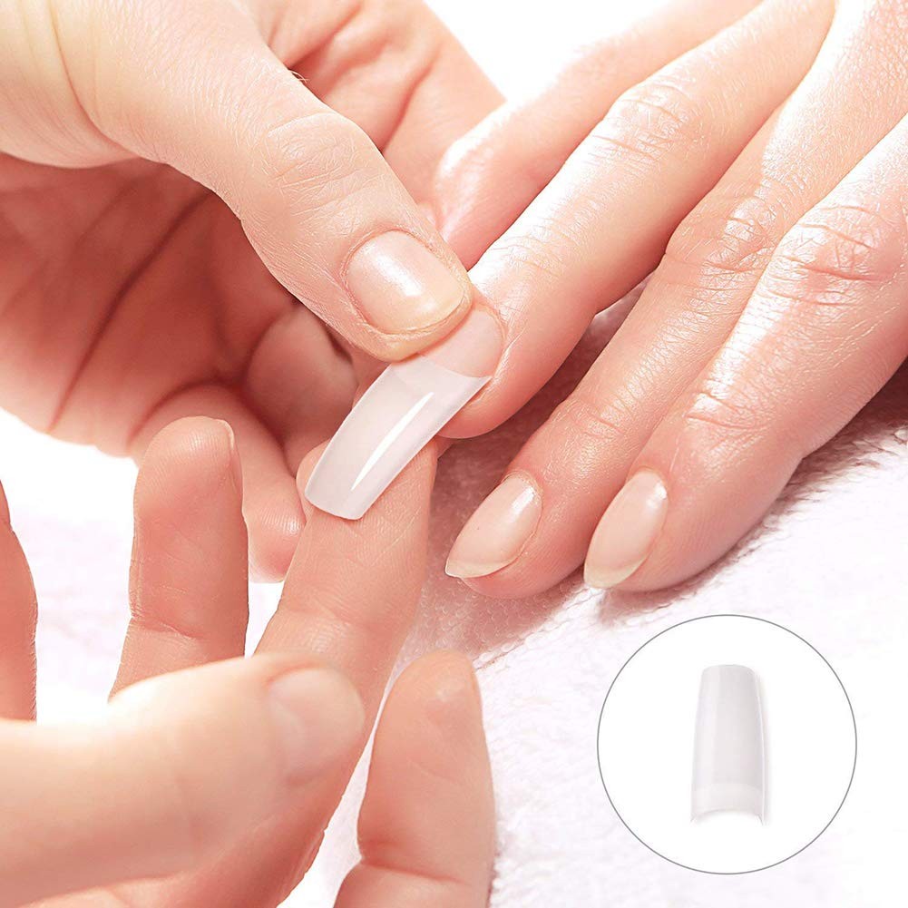 Acrylic Nail Tips White 500Pcs French Artificial False Tip for Manicure Nails