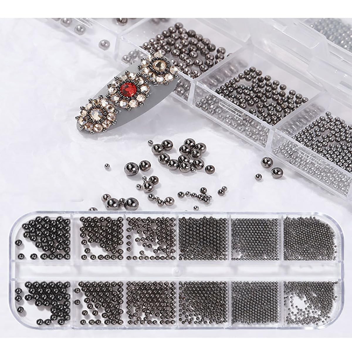 0.8mm Mini Small Nail Beads Stainless Steel Beads Black Nail Charms Nails Art…