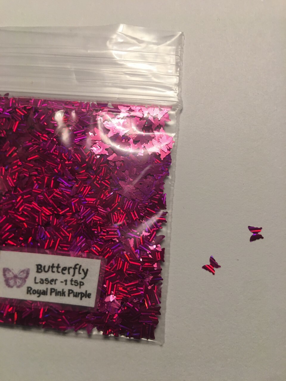NEW Laser BUTTERFLY (Royal Pink Purple) Glitter 1tsp-4Nail Art Face Craft-US