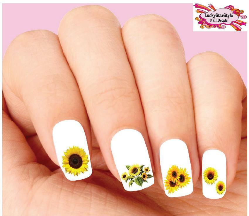 Waterslide Flowers Nail Decals Set of 20 – Sunflower Assorted