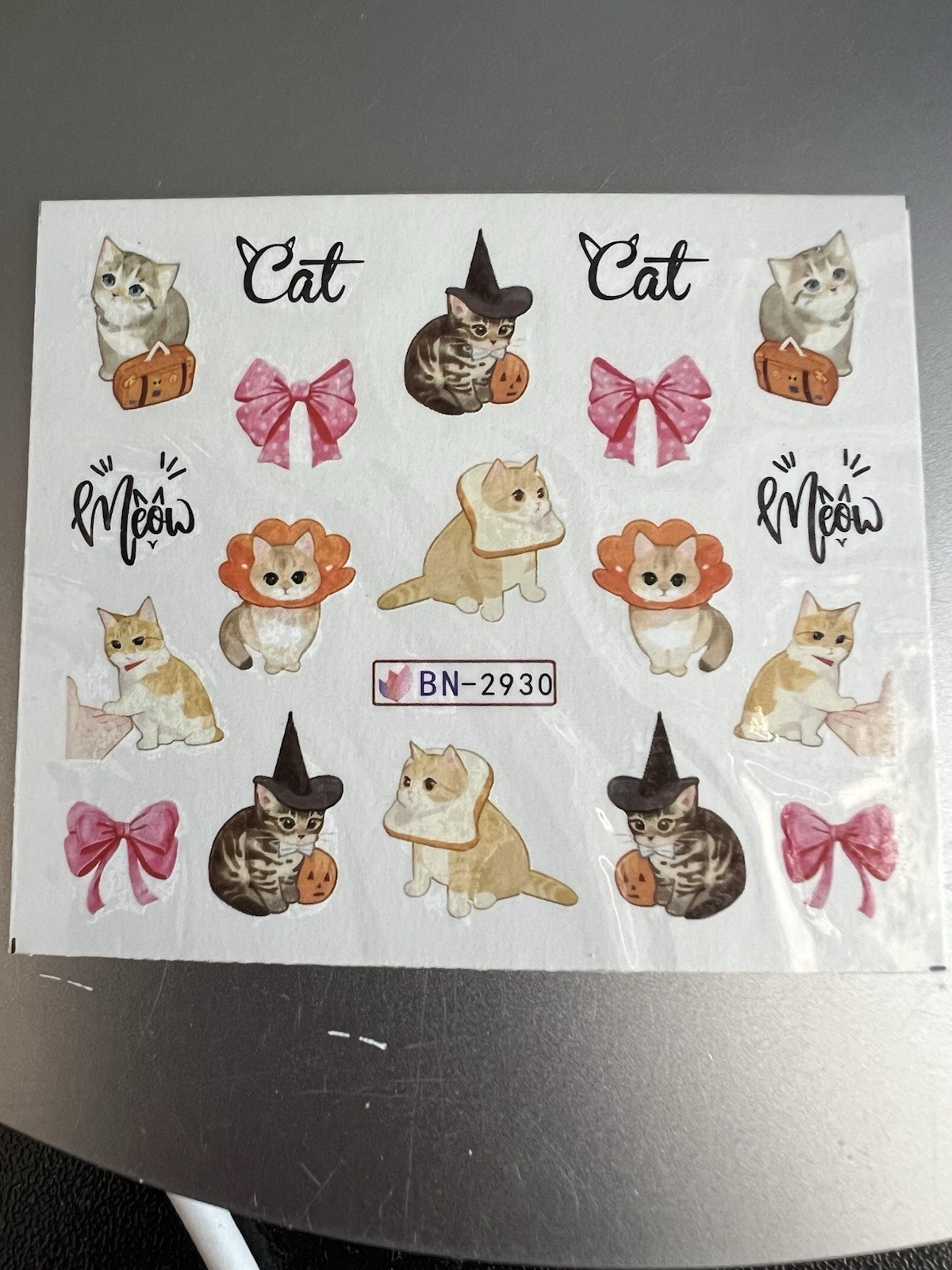 Cute Cat Nail Stickers Lovely Cat Nail Art 12 Pieces