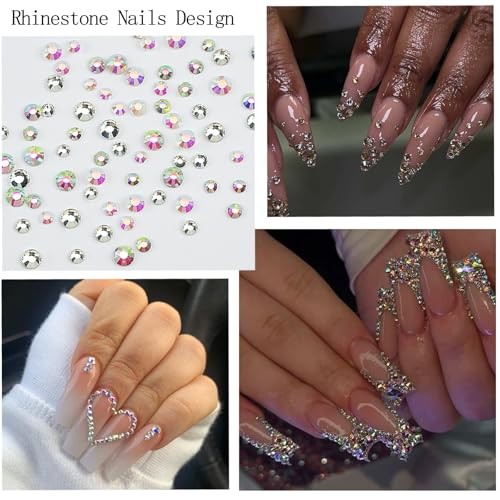 Clear Nail Art Rhinestones Charms Flatback Nail Pearls Rhinestones 01-Colorful