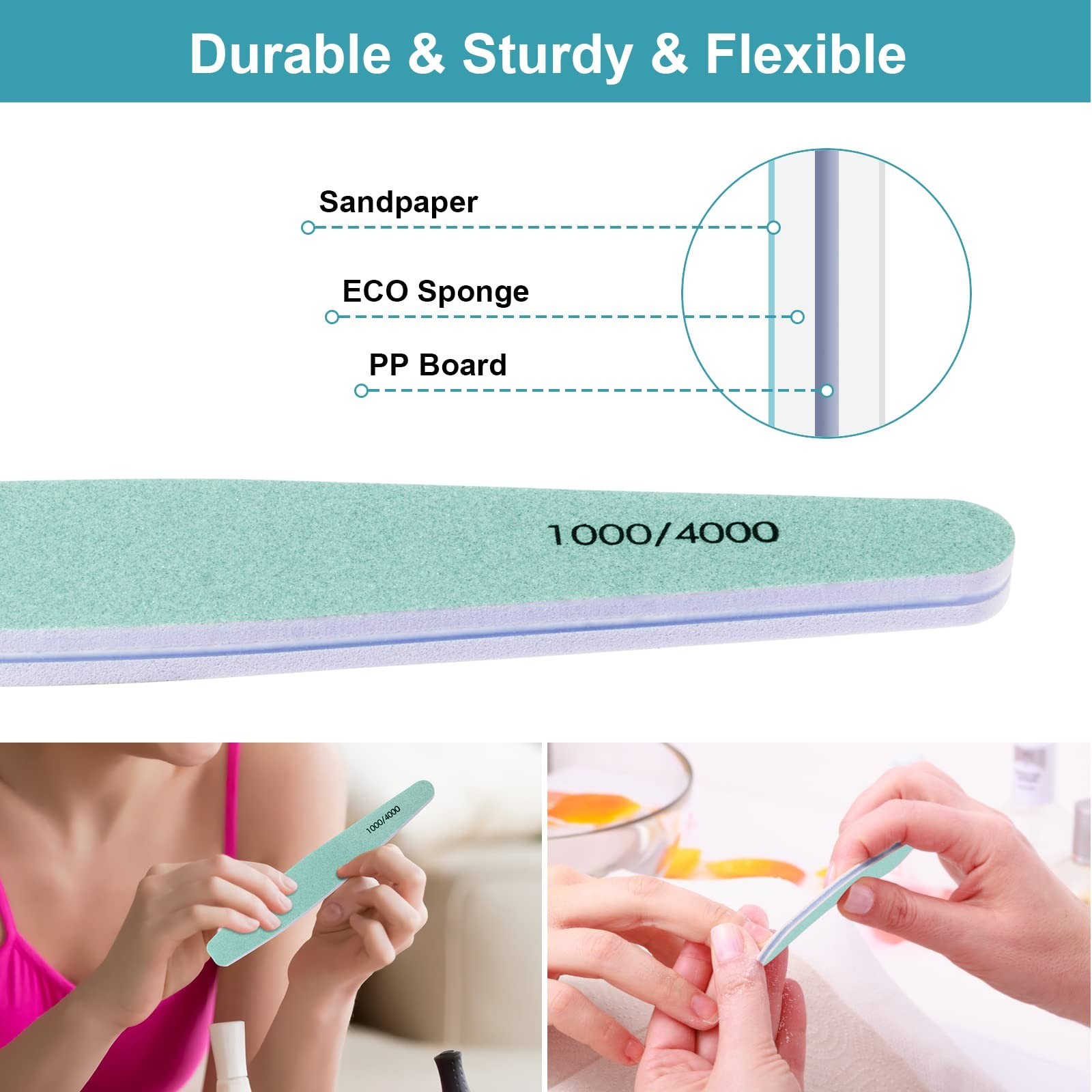 Diesisa 15pcs 1000/4000 Grit Nail Files for Natural Nails, Emery Boards for N…