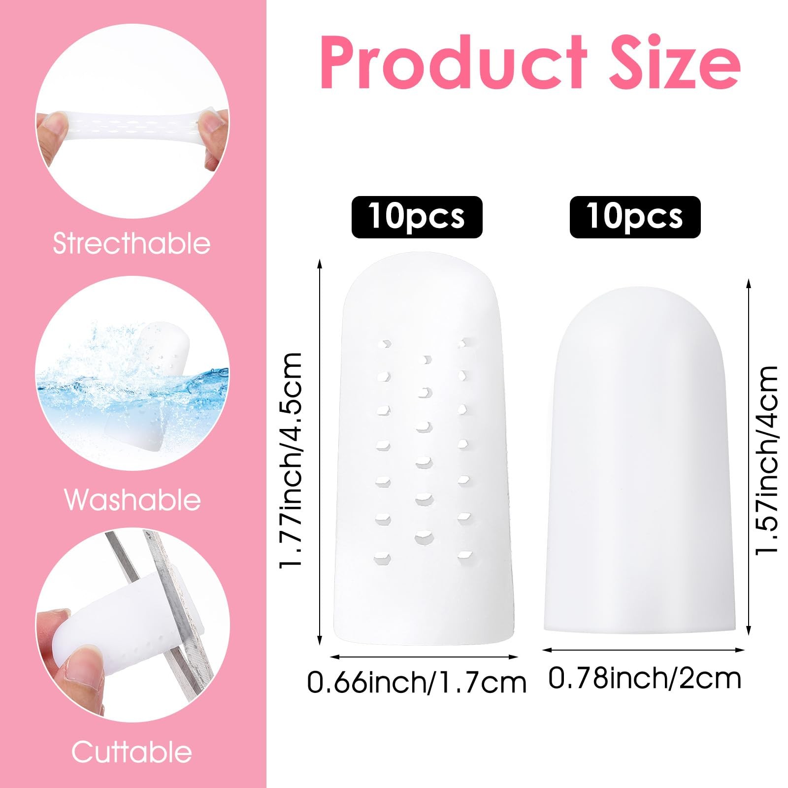 Wanmu 20 Pcs Gel Finger Cots with Air Holes, Nail Biting Prevention Finger Pr…