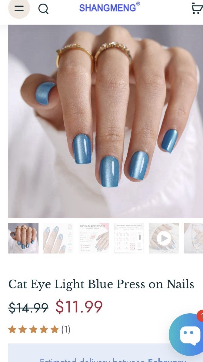 Shangmeng Gel Reusable Press-On Nails, Short Length. New (package Opened)
