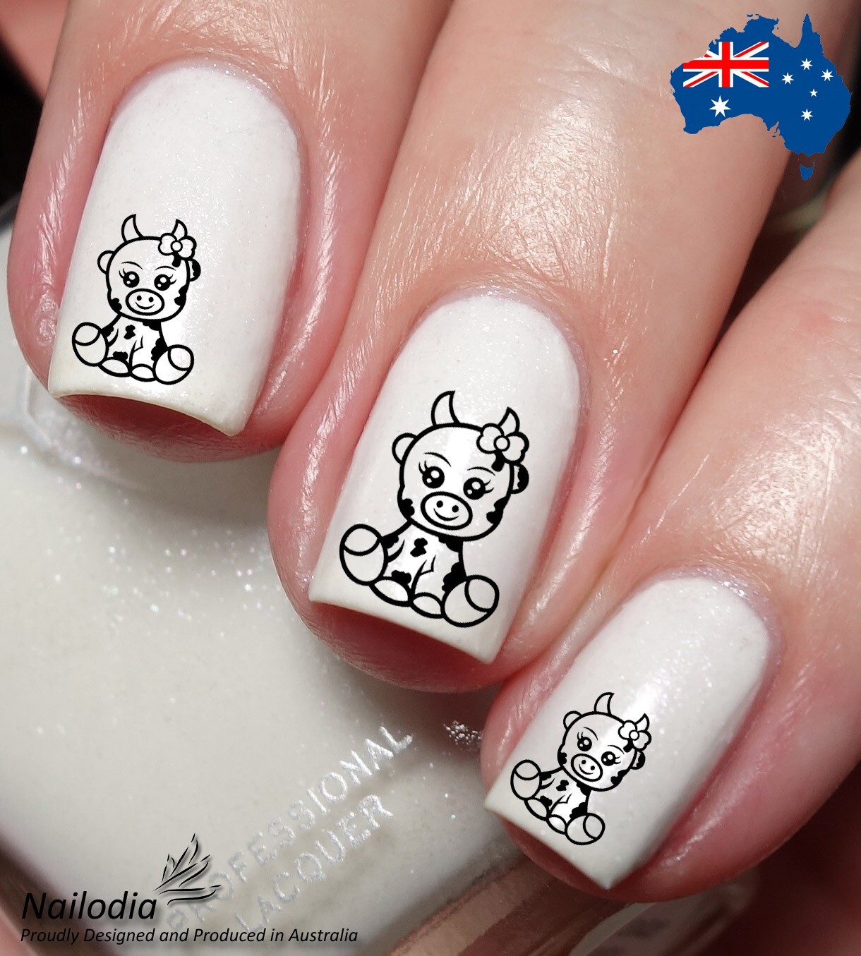 Cute Baby Cow Cattle Nail Art Decal Sticker Water Transfer Slider