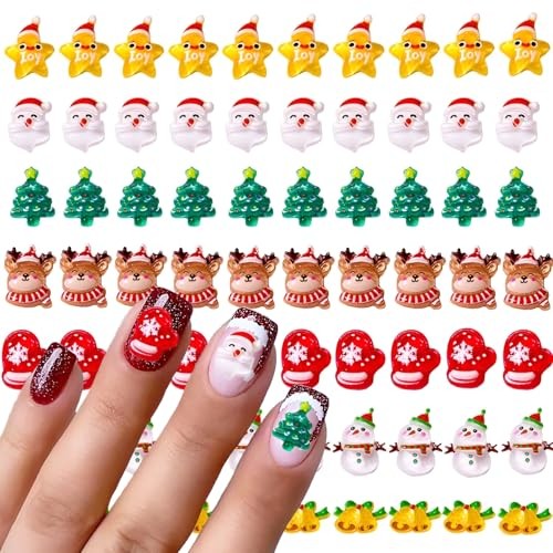 70 Pcs Santa Claus Elk Christmas Tree Snowman Acrylic Nail Art Style 8