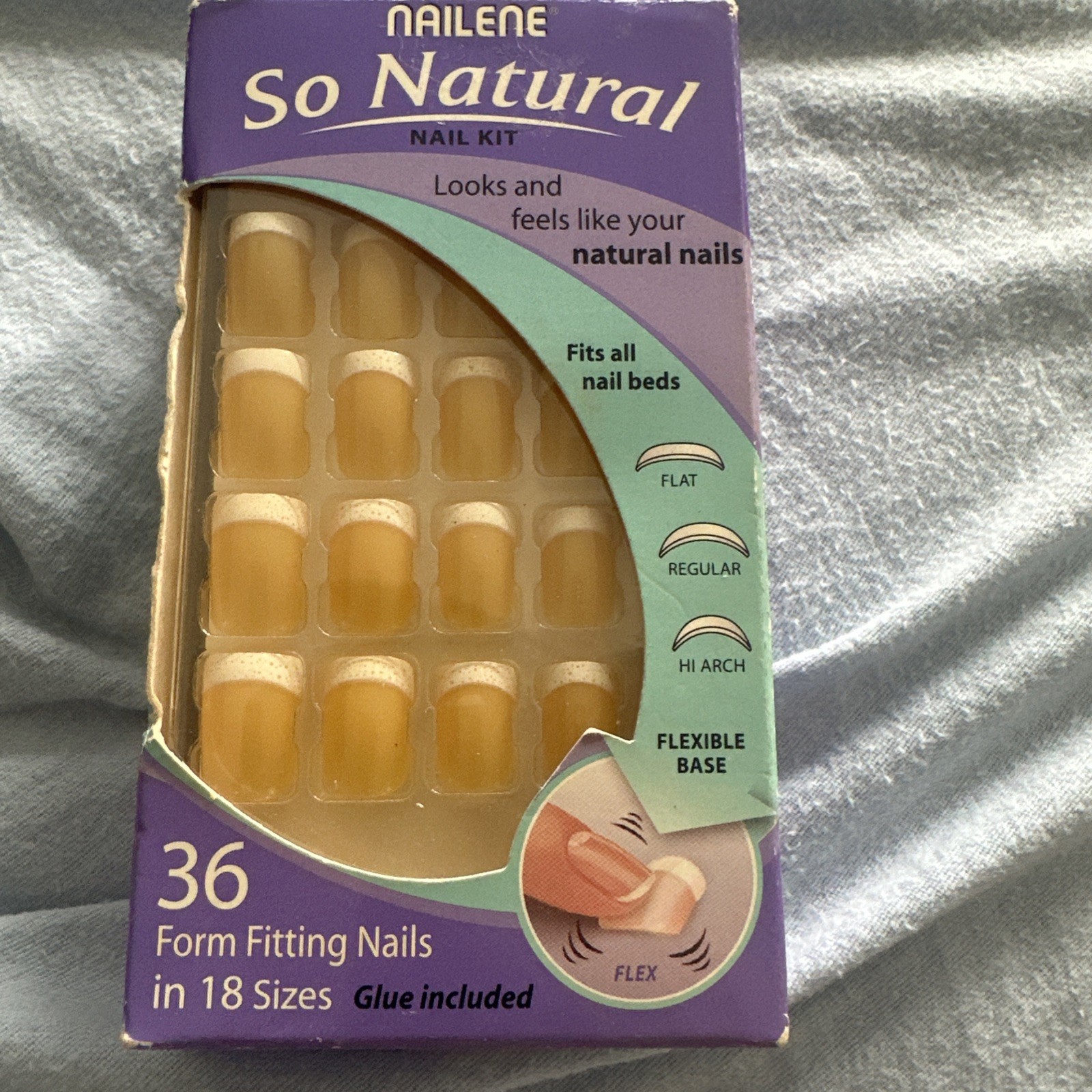 NAILENE SO NATURAL 36 NAILS FLEXIBLE BASE FITS ALL NAIL BEDS NEW