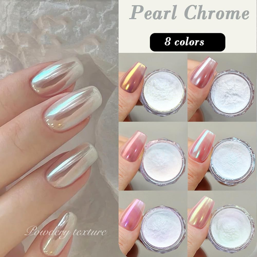 Pretty Diva 8 Colors Iridescent Pearl Chrome Nail 8 colors, Collection