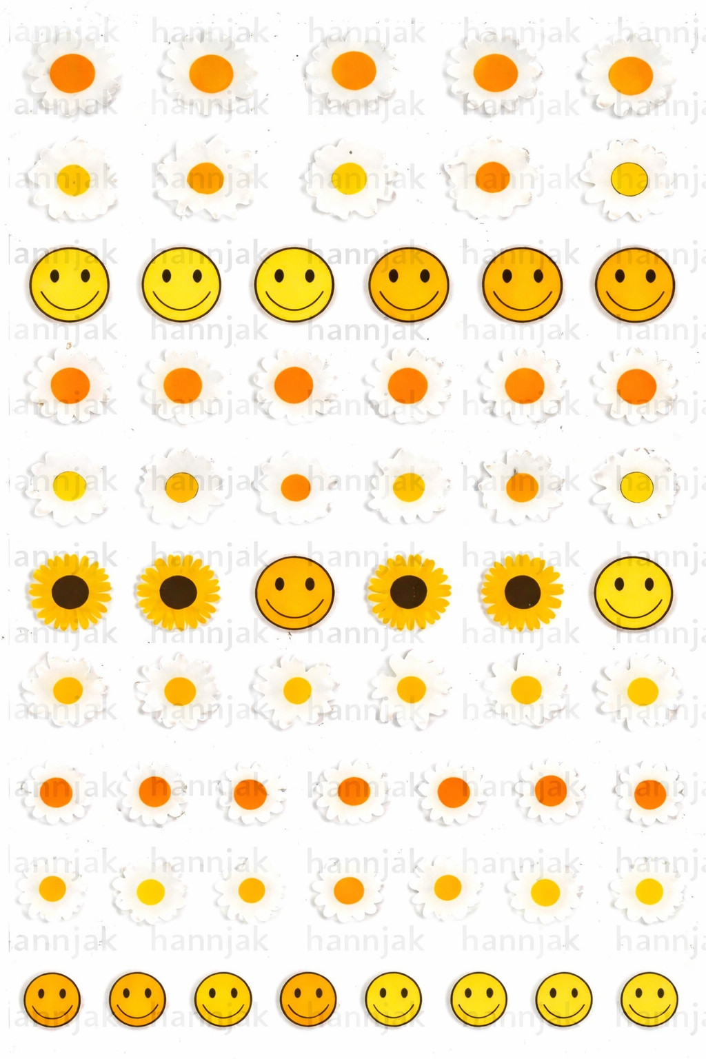 Smiley Daisy Nail Art Sticker Peel & Stick- 60 Decals