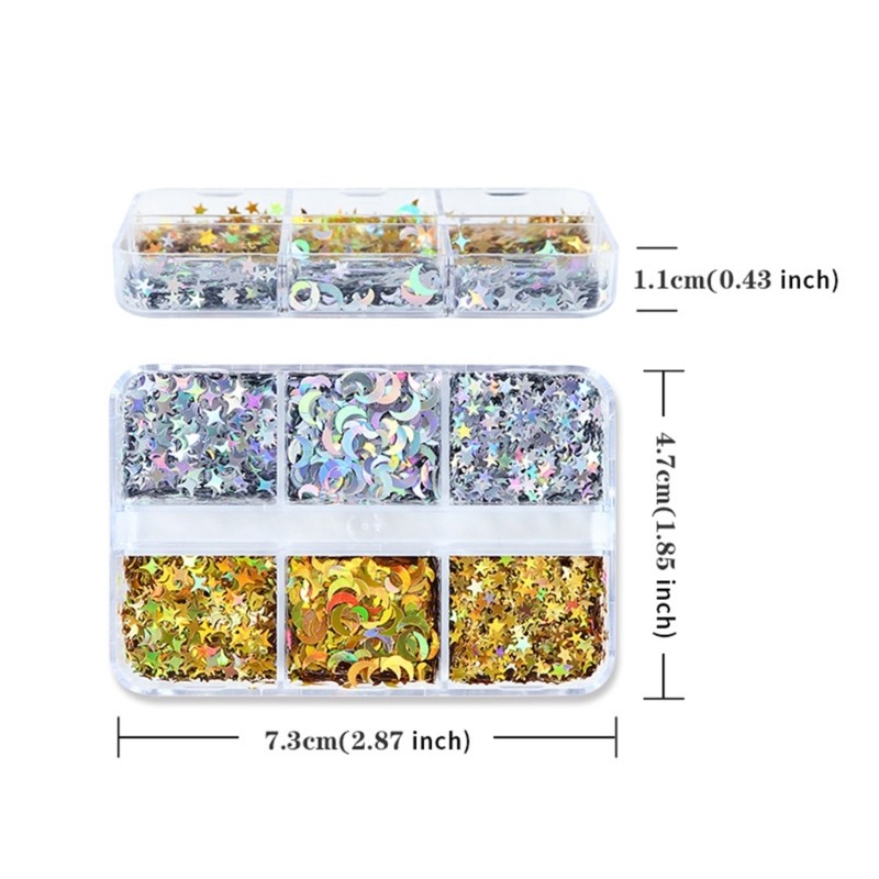 Moon Star Glitter For Epoxy Resin Mold Filling Paper Material Gold Silver Color