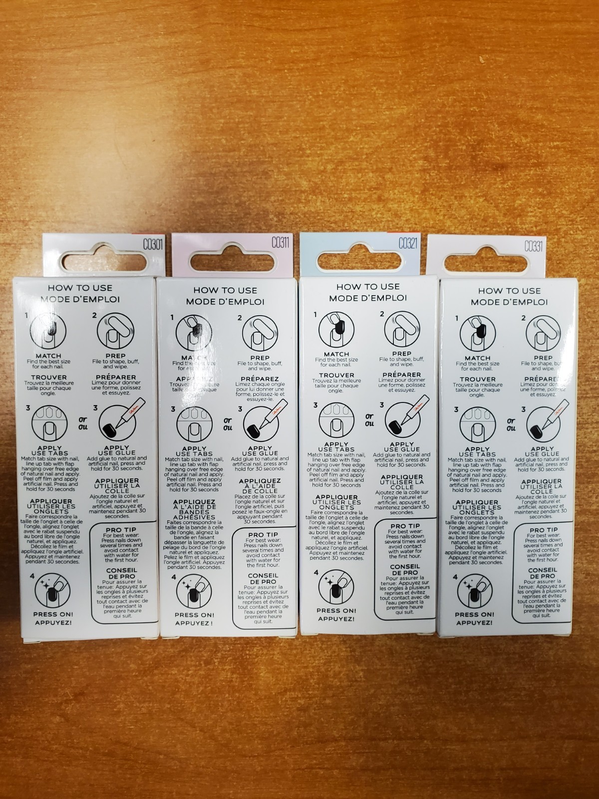 4 Boxes: Sally Hansen Perfect Mani Press On Nails ASSORTED Long Coffin (5D-3254)