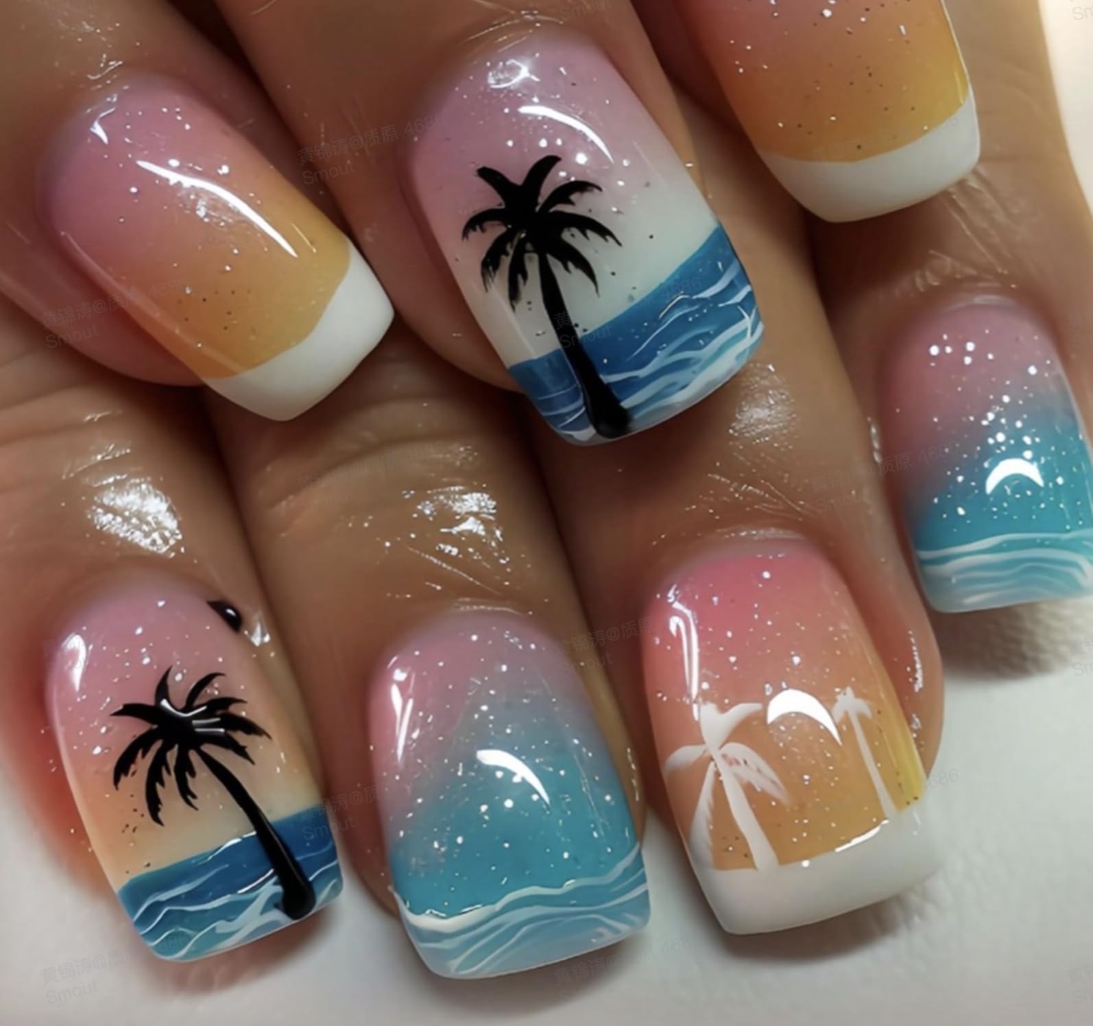 Curvlife Tip Press on Nails Acrylic Fake 0.68 Ounce (Pack of 1), Hawaii1