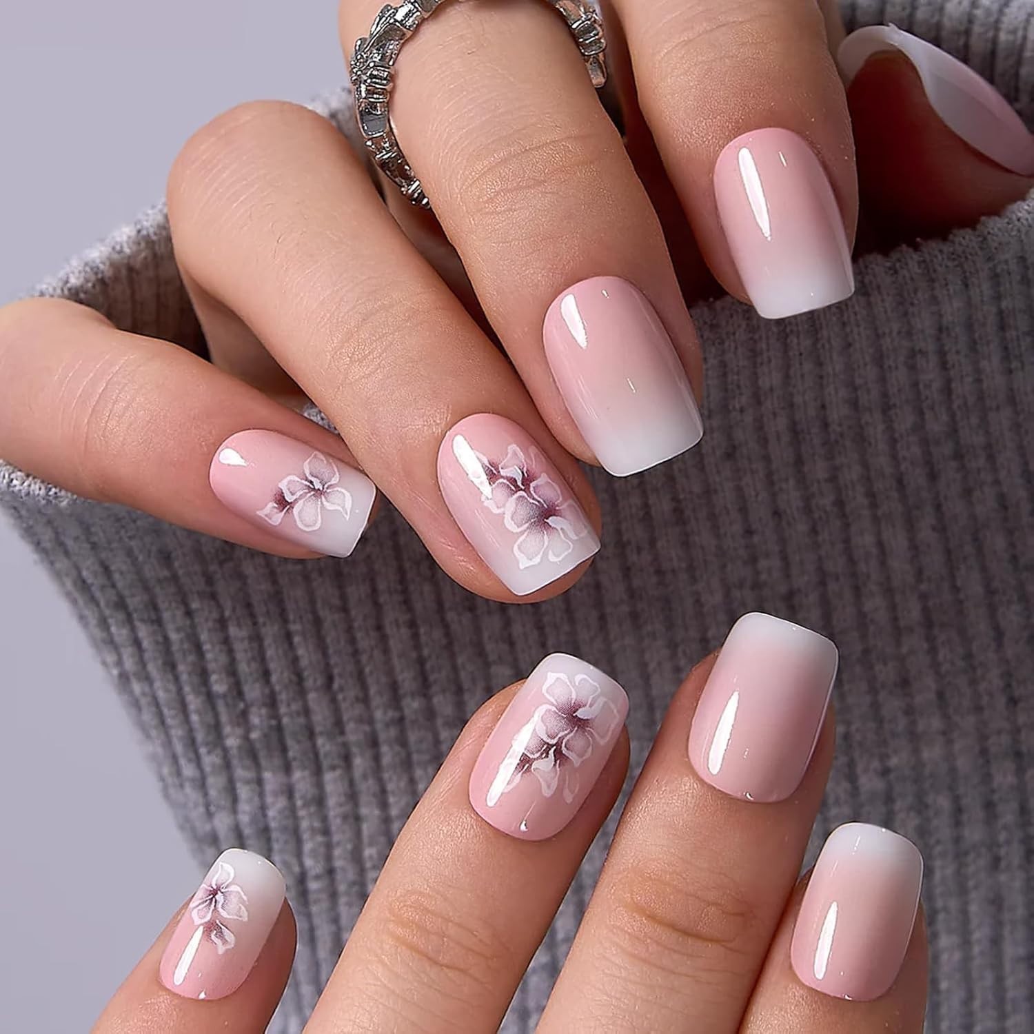 Curvlife Soft Gel Press on Nails Short Square Acrylic Fake Nails