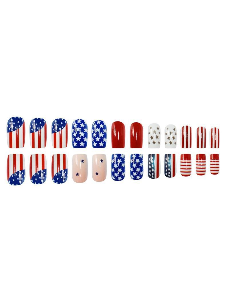 Independence Day Star Flag Press On Nails Square Removable Wholesale