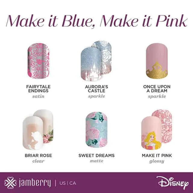 Jamberry Disney Nail Wrap. SLEEPING BEAUTY. Aurora – You Choose – Half Sheet