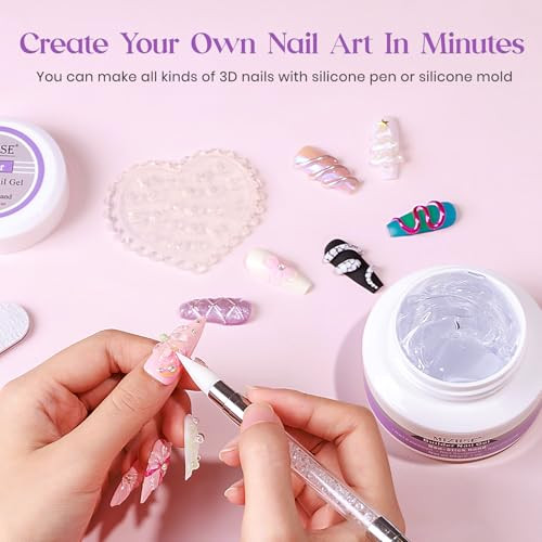 Solid Builder Gel for Nails, 60g Large Capacity Clear Hard Gel for Nails 3D
