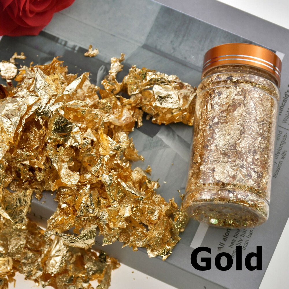 3x 5g Nail Art Foil Leaf Gold Silver Copper Flakes Chunky Glitter Manicure Decor