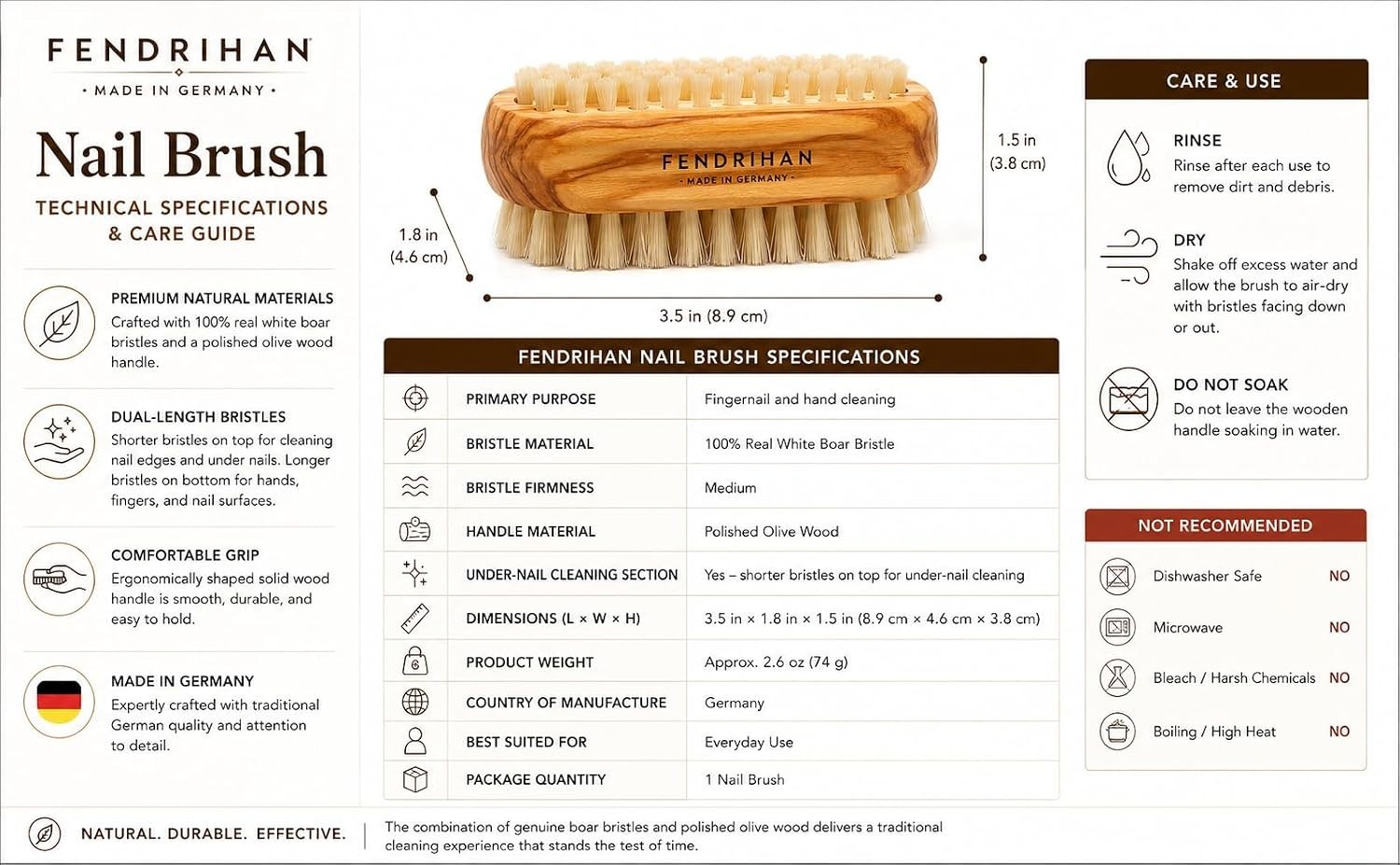 Genuine Boar Bristle Fingernail Cleaner