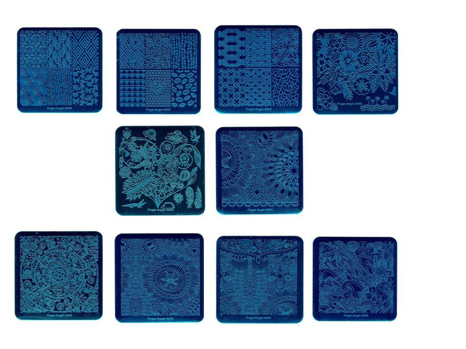 Lot of 10 Finger Angel Design Manicure Nail Art Image Stainless Steel Templates