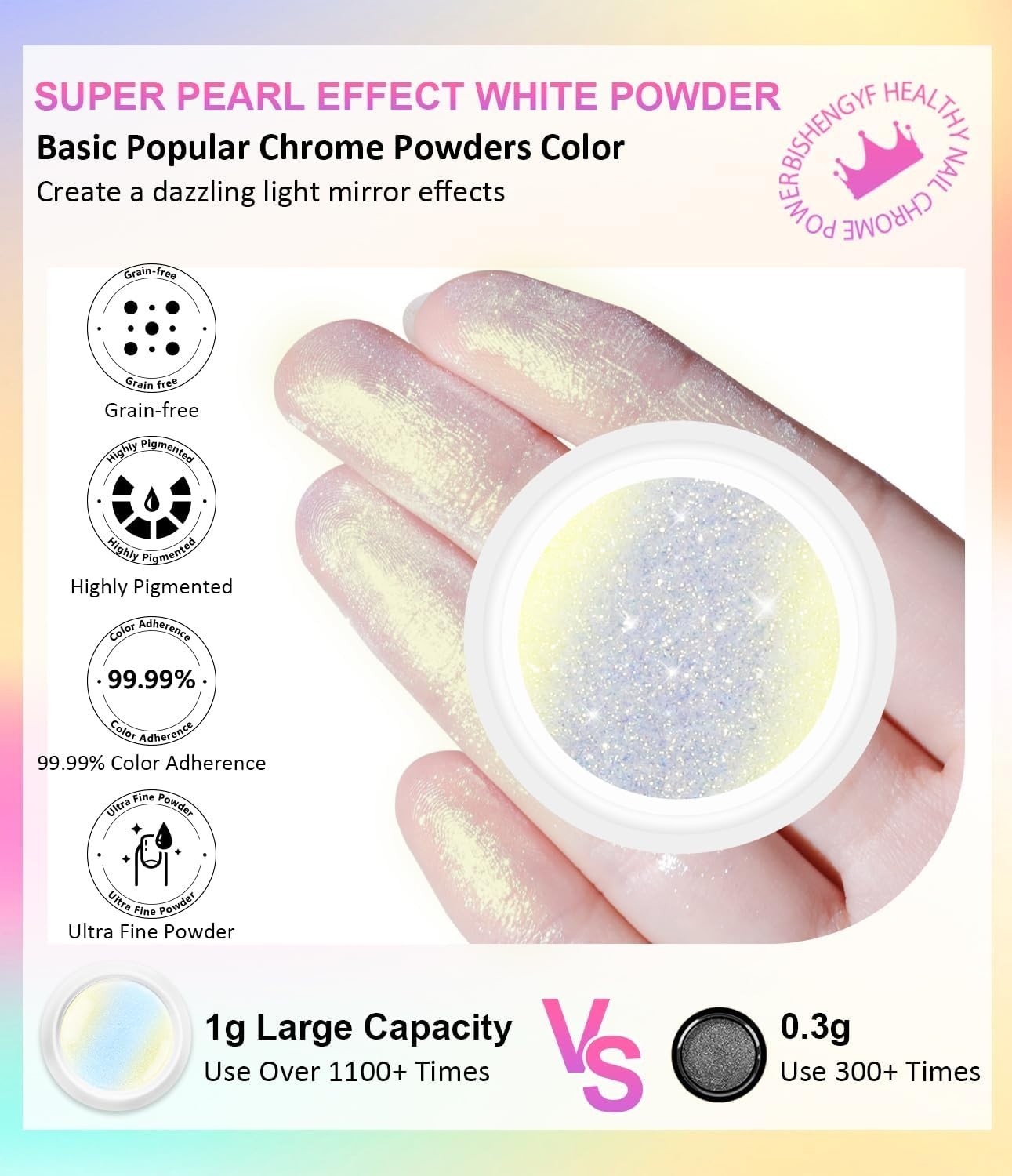 4-Piece Holographic Nail Powder Set with Pearlescent Shine for Glossy Nails