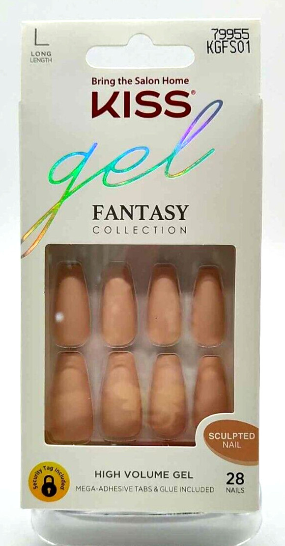 Kiss Nails Gel Fantasy Collection Sculpted Nail Long Matte Pink Manicure #79955
