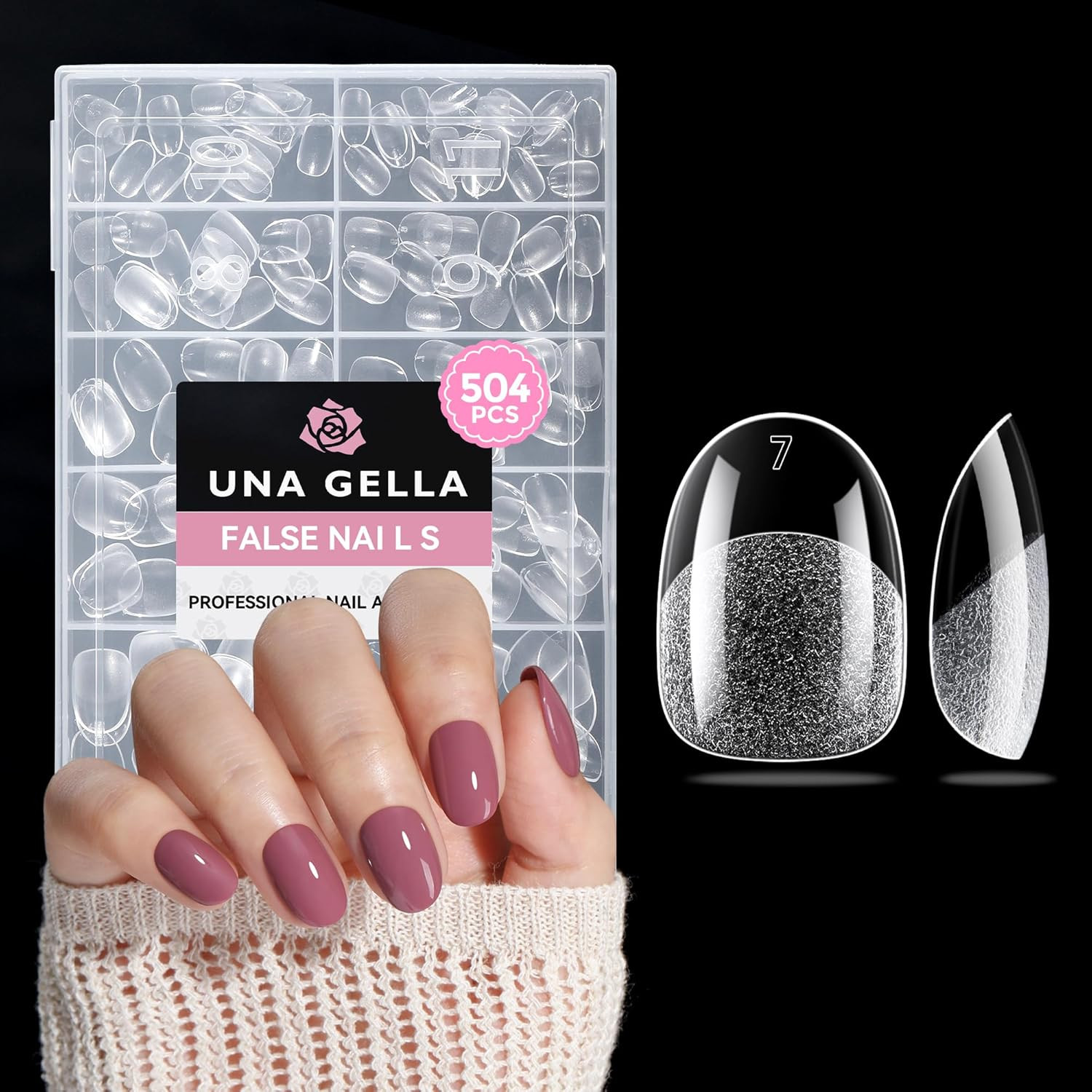 Oval Nail Tips Exra Short 504PCS Pre-Shape Gel Oval Almond Nail Tips for Women D