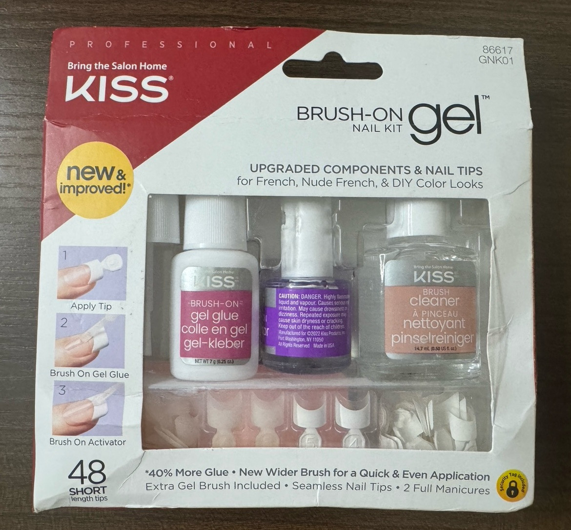 KISS Brush-On Gel Nail Kit Gel -French-Nude French & DIY Color Looks DAMAGED BOX