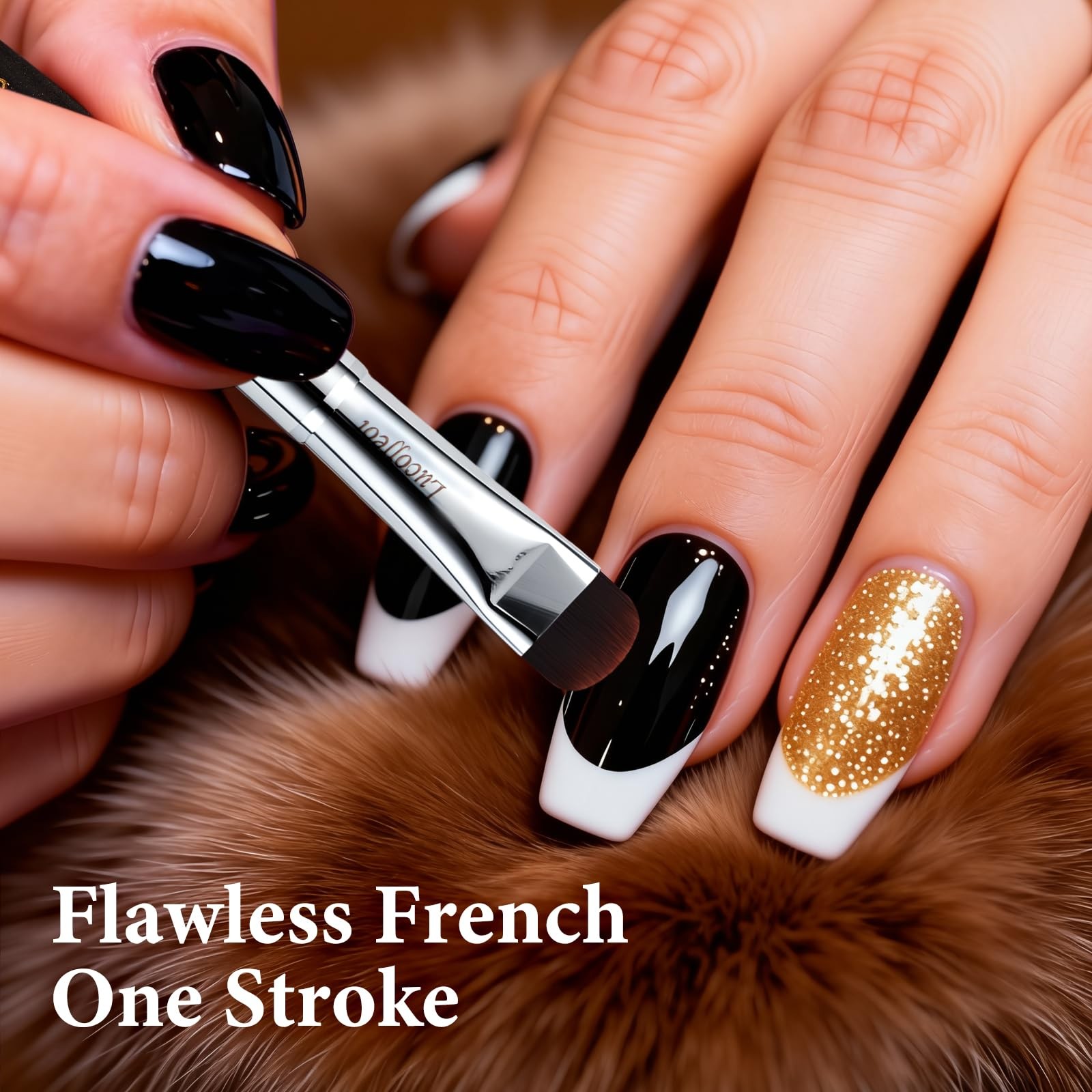 Nail Art Brush,2-in-1 French Tip and Cuticle Cleanup Brush for Polish,Profess…