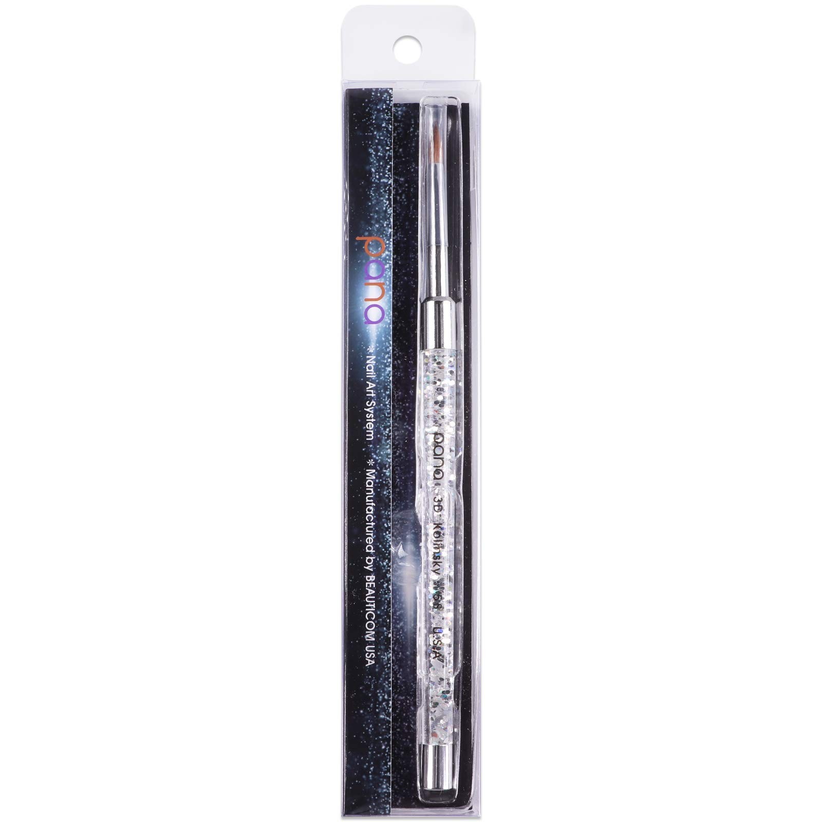 Glitter Silver 3D Nail Art Brush Size 5 Kolinsky Bristles for Detailing
