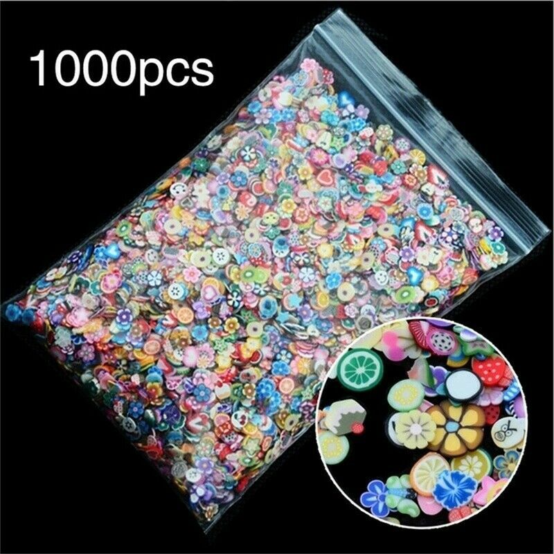 1000PCS/Pack 3D Nail Stickers Mini Fimo Slices Polymer Clay Crafts Fruit Design