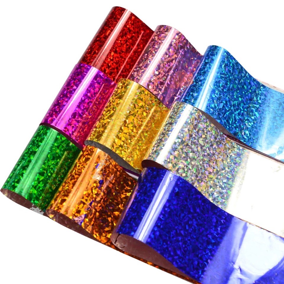 HOLOGRAPHIC Transfer Foils Starry NAIL LASER FOIL 9 Colours NAILS Stickers Paper