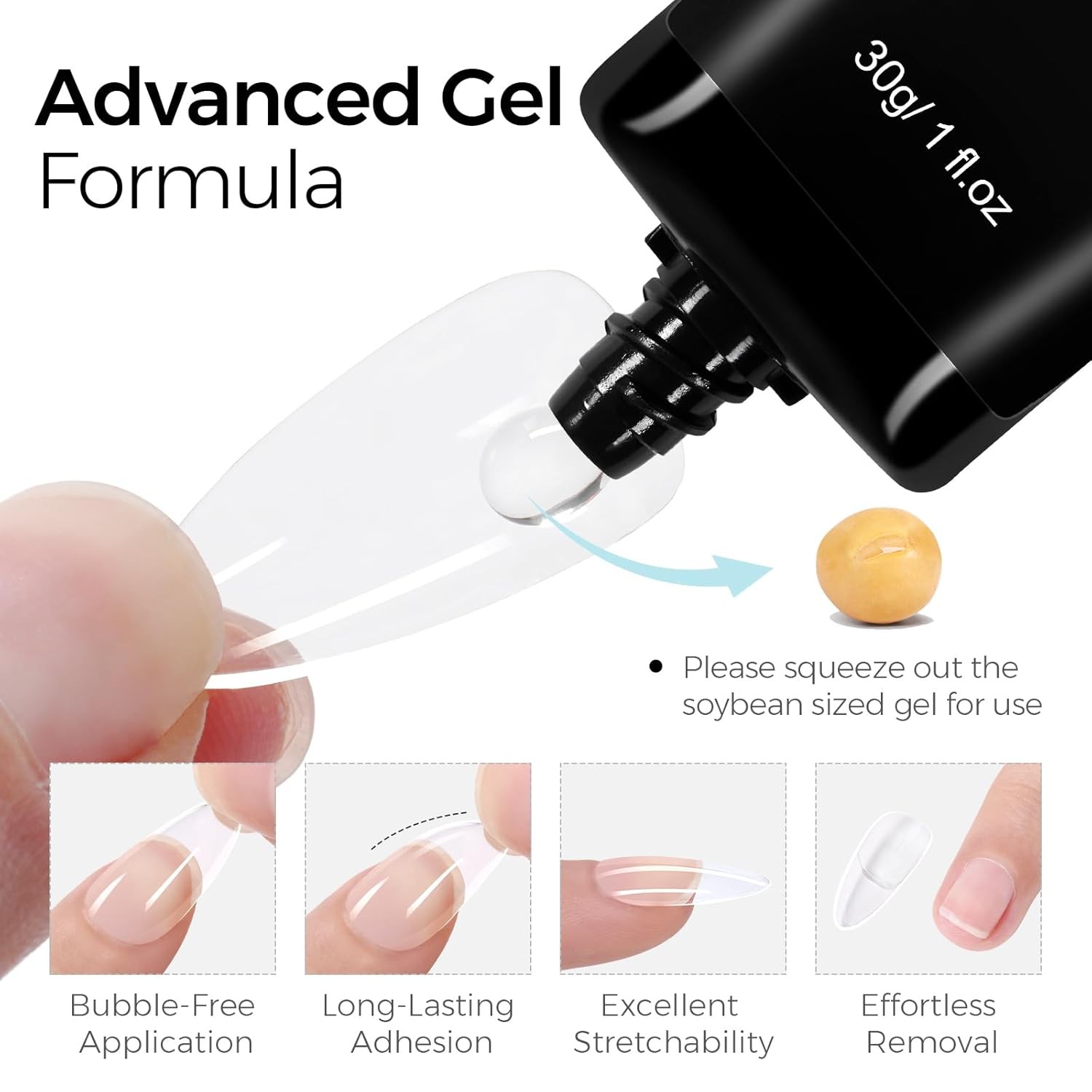 Solid Nail Glue Gel, 30g Long Lasting Strong Adhesive for nail tips Press on Nai