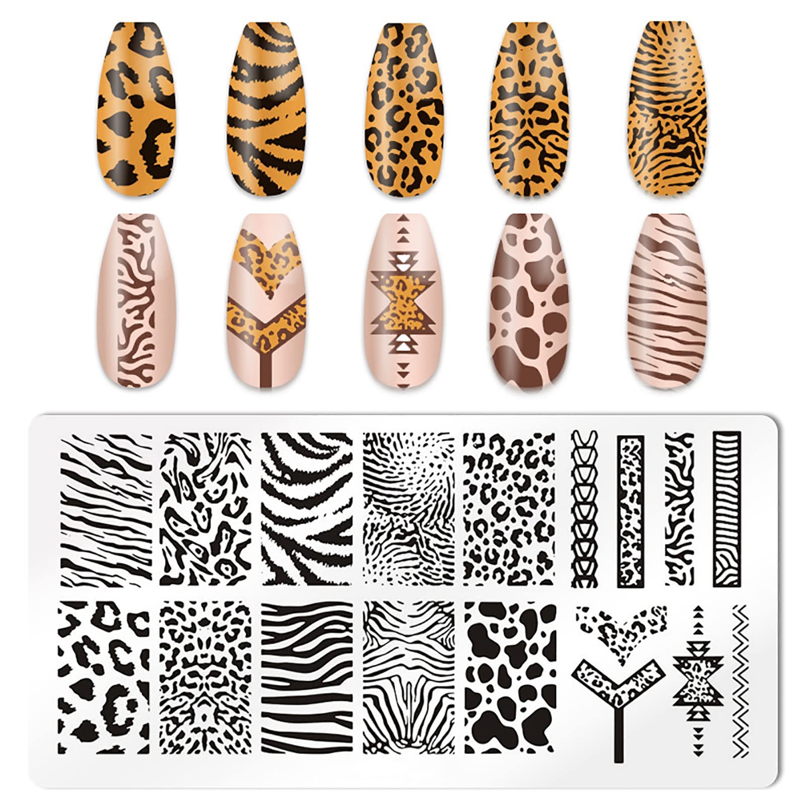Leopard Print Nail Stamping Plates Accessories Tools 1 Nail Stamper 1 Scraper