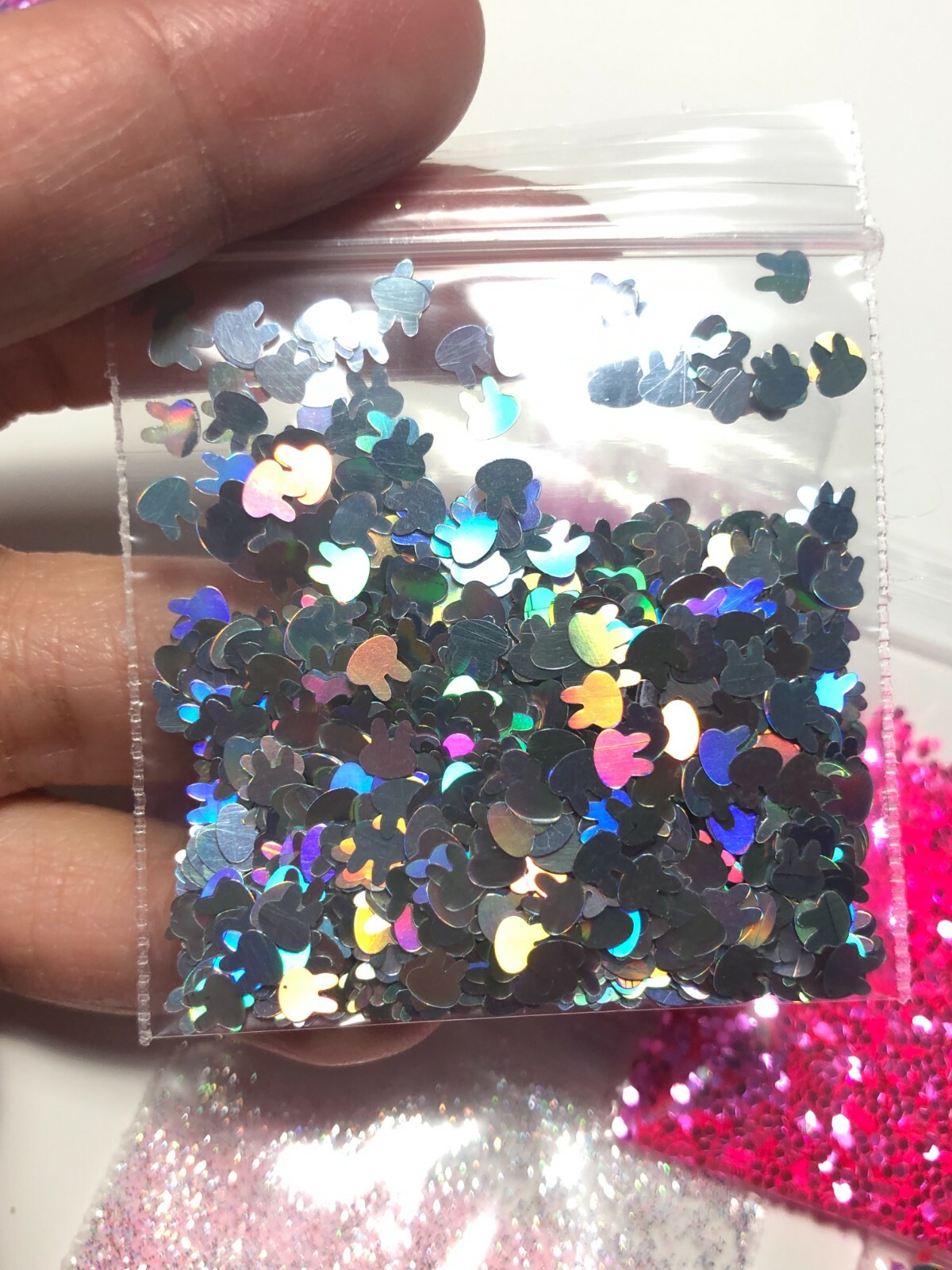 Limited Edition Pink Glitter Mix ” Love Bunny” Acrylic Gel Nail Art US seller