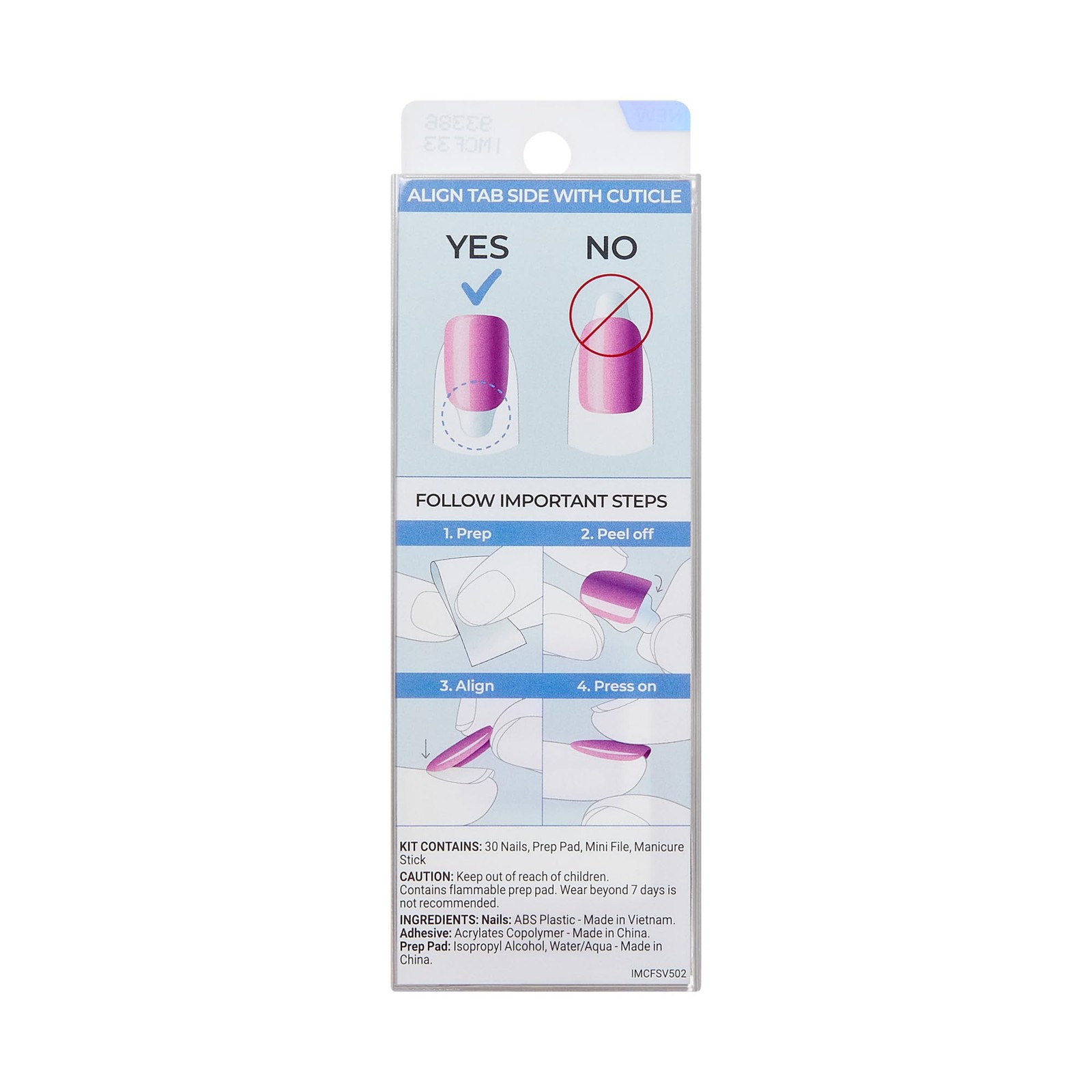 KISS No Glue Mani Press On Nails, ColorFX, ‘Fly Up’, Silver, Short Size, Oval…