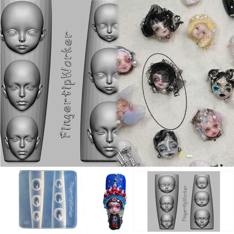 Flexible Nail Stamping Mold Doll Face Manicure Mould for Nail Art Enthusiasts