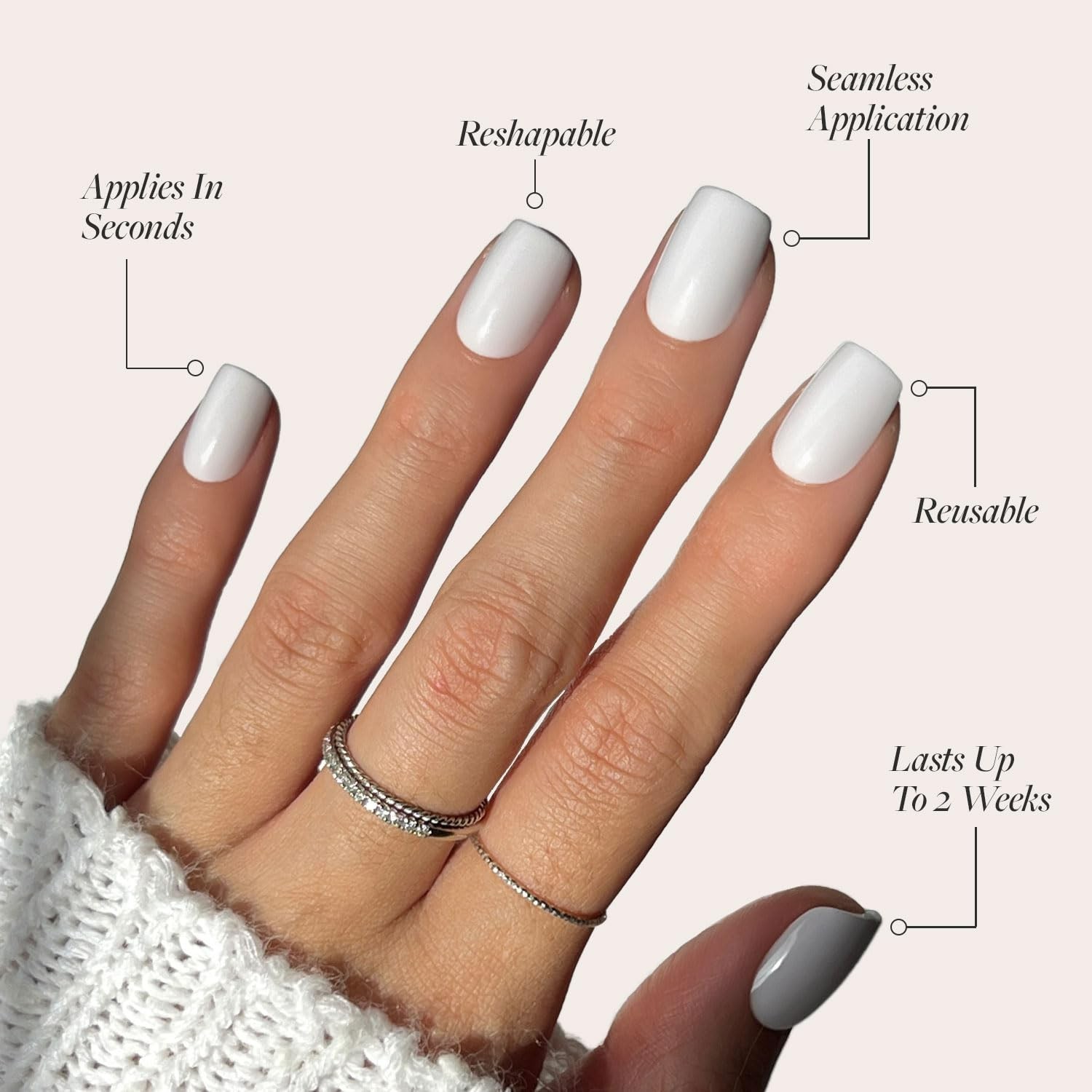 Press On Nails – Lilac Gray | Opaque Pale Light Lilac Gray Short Squoval Fake…