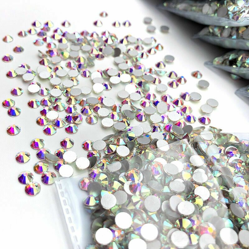 1440pcs Crystal AB Rhinestones FlatBack Glitter Diamond Gems 3D Nail Art Decor