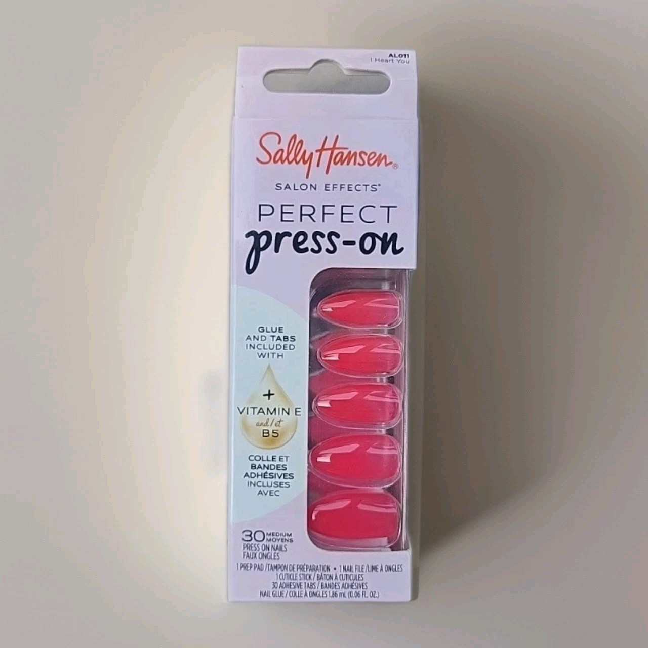 Sally Hansen Perfect Press-On Nails “I Heart You” AL011 Pink Glue Tabs NEW