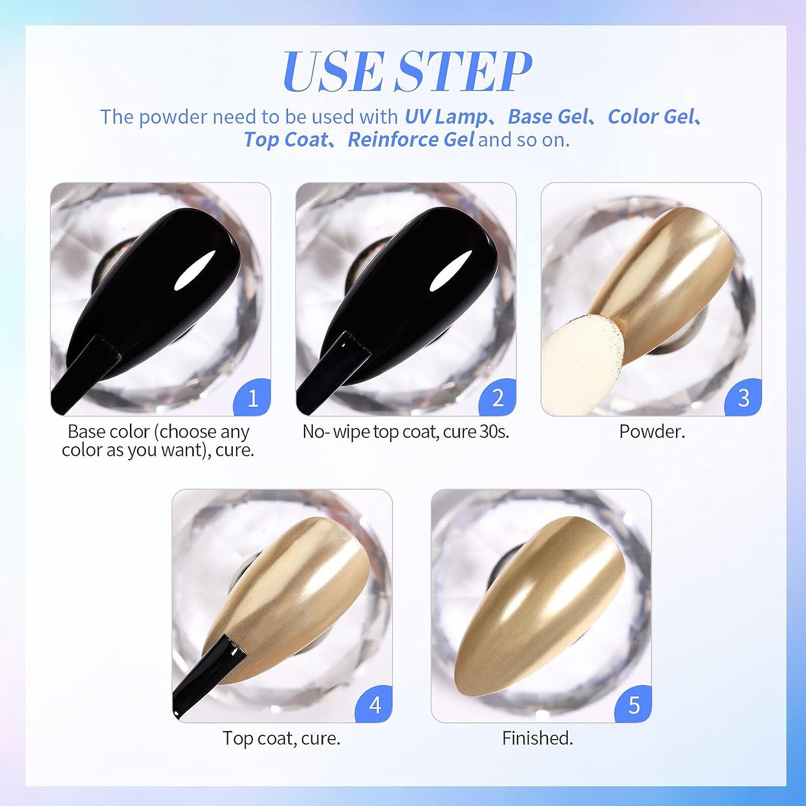 20 Colors Chrome Nail Powder Nail Mirror Glitter Powder for Nails Decoration DIY