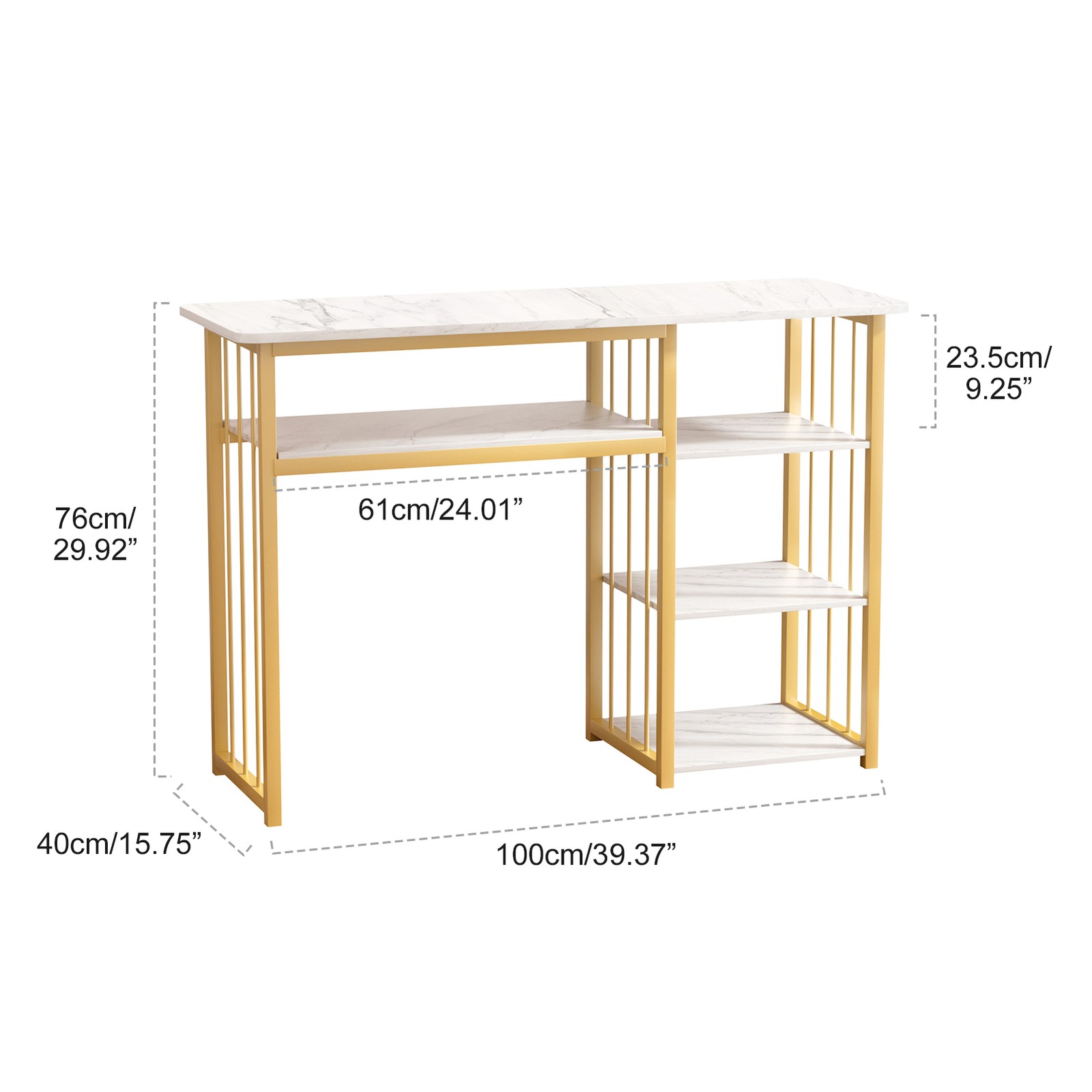 New Manicure Nail Table Beauty Salon & 3-Tier Side Shelves Station Desk White