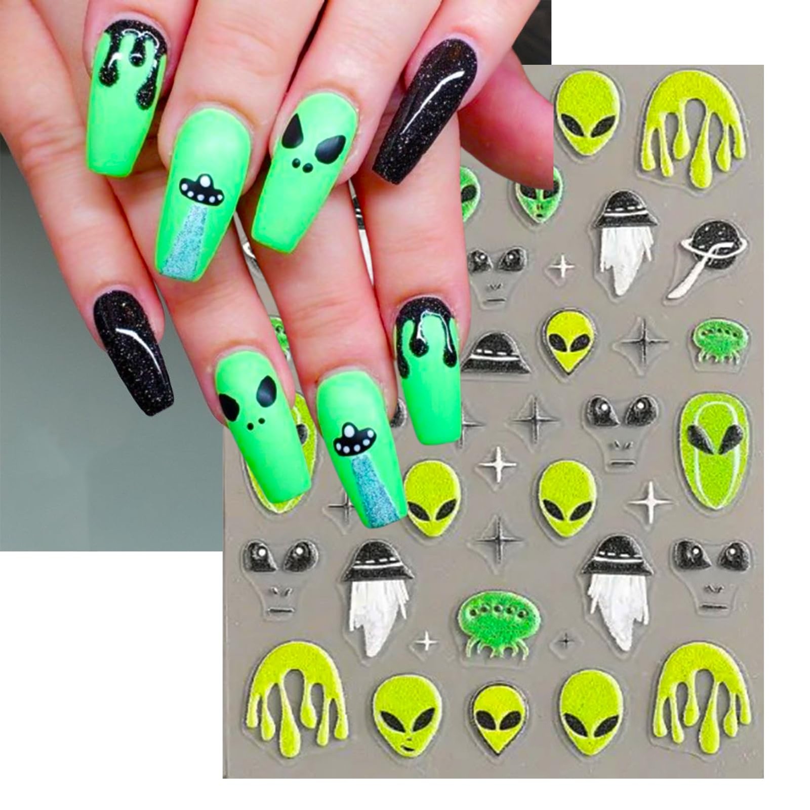IDDFEVE 5D Alien Nail Art Stickers UFO Rocket
