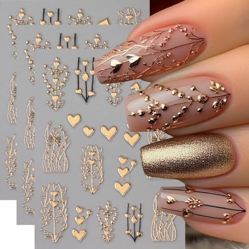 Golden Heart Nail Art Stickers Valentine’s Day Heart Nail Stickers for style5