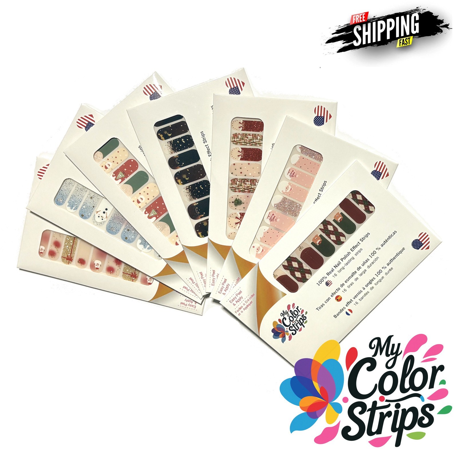 Full Size Nail Wraps Stickers Polish Look Art Self Stick Strips USA