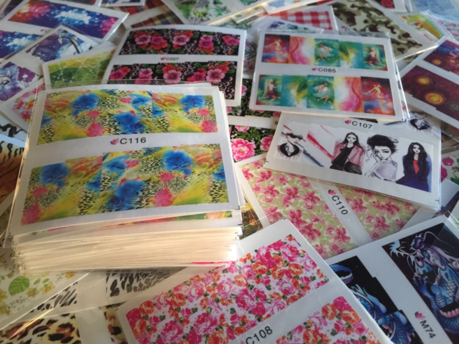 30 Sheets Nail Art Decal Stickers Water Slide Tattoo Transfer Random Full Size