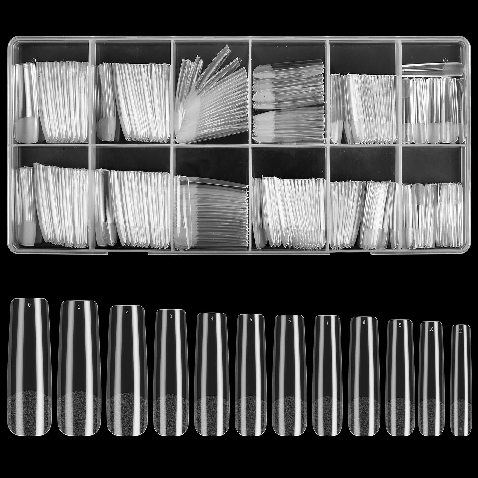 240 Pcs Square Extra Long Clear Nail Tips for Acrylic Nails, No C Curve Taper…